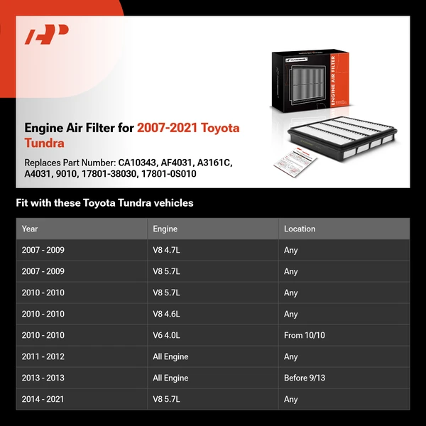Engine Air Filter for 2007-2021 Toyota Tundra