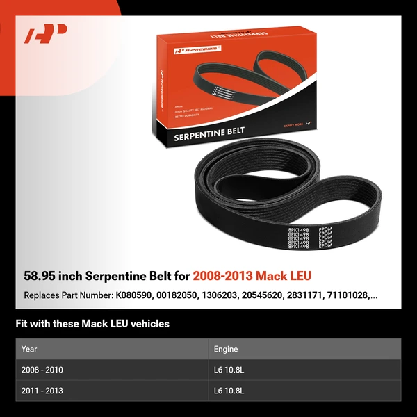58.95 inch Serpentine Belt for 2008-2013 Mack LEU