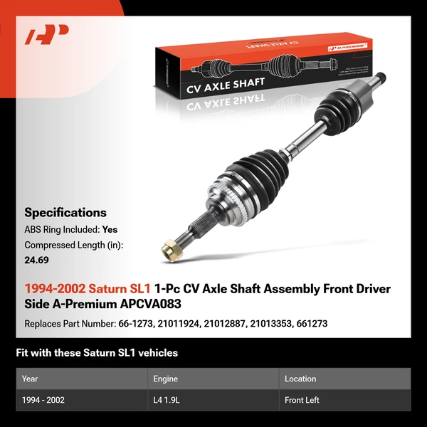 1994-2002 Saturn SL1 1-Pc CV Axle Shaft Assembly Front Driver Side A-Premium APCVA083