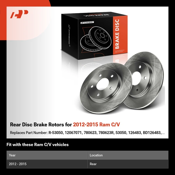 Rear Disc Brake Rotors for 2012-2015 Ram C/V