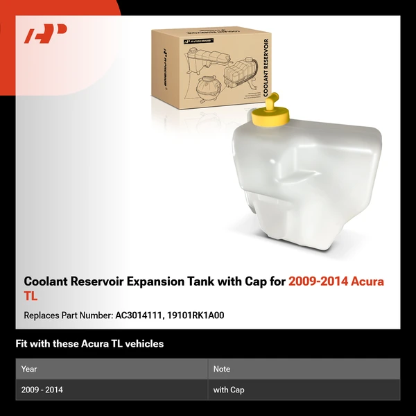 Coolant Reservoir Expansion Tank with Cap for 2009-2014 Acura TL