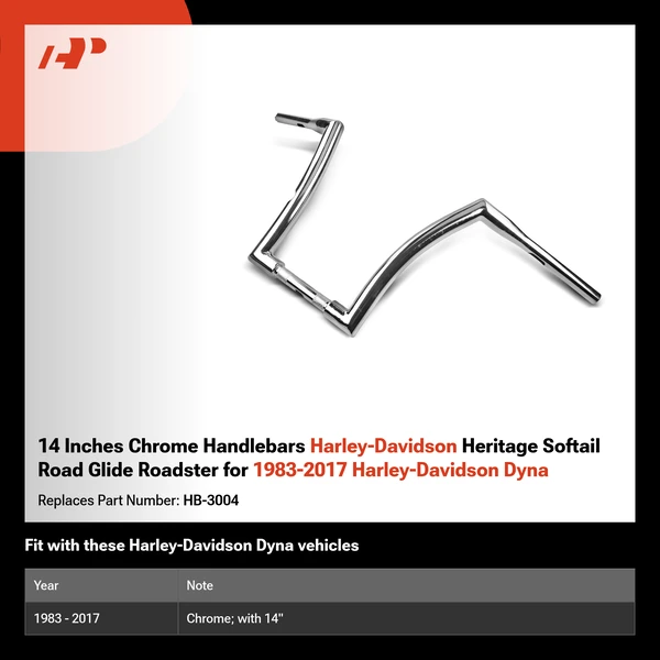 14 Inches Chrome Handlebars Harley-Davidson Heritage Softail Road Glide Roadster for 1983-2017 Harley-Davidson Dyna