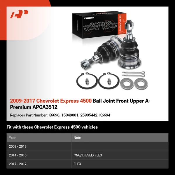 2009-2017 Chevrolet Express 4500 Ball Joint Front Upper A-Premium APCA3512