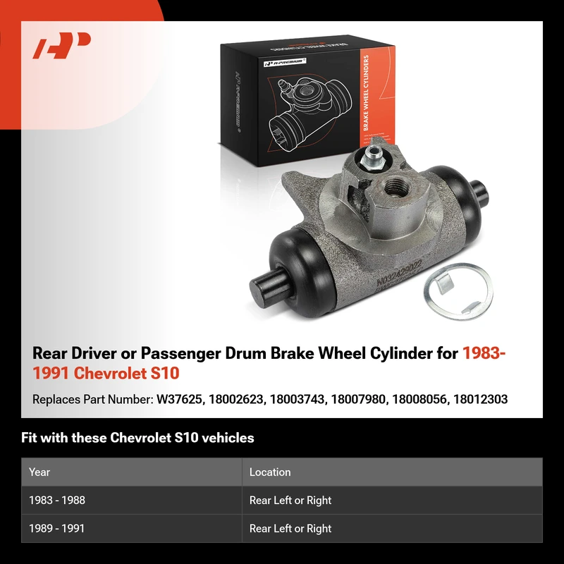 Rear Driver or Passenger Drum Brake Wheel Cylinder for 1983-1991 Chevrolet S10