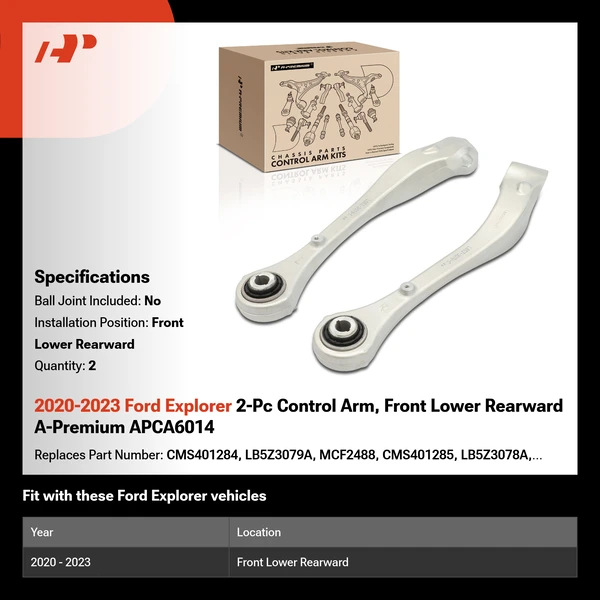 2020-2023 Ford Explorer 2-Pc Control Arm, Front Lower Rearward A-Premium APCA6014