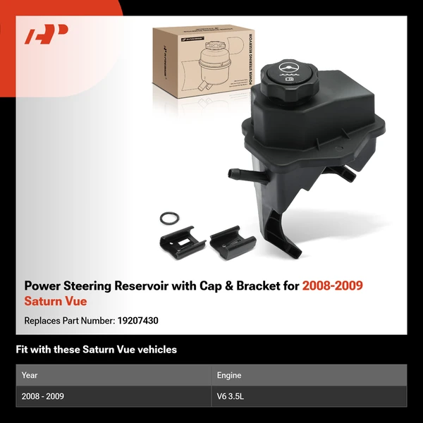 Power Steering Reservoir with Cap & Bracket for 2008-2009 Saturn Vue
