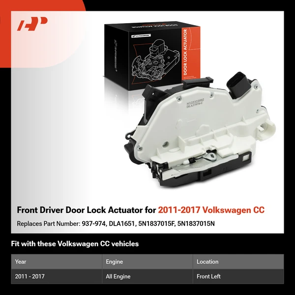 Front Driver Door Lock Actuator for 2011-2017 Volkswagen CC