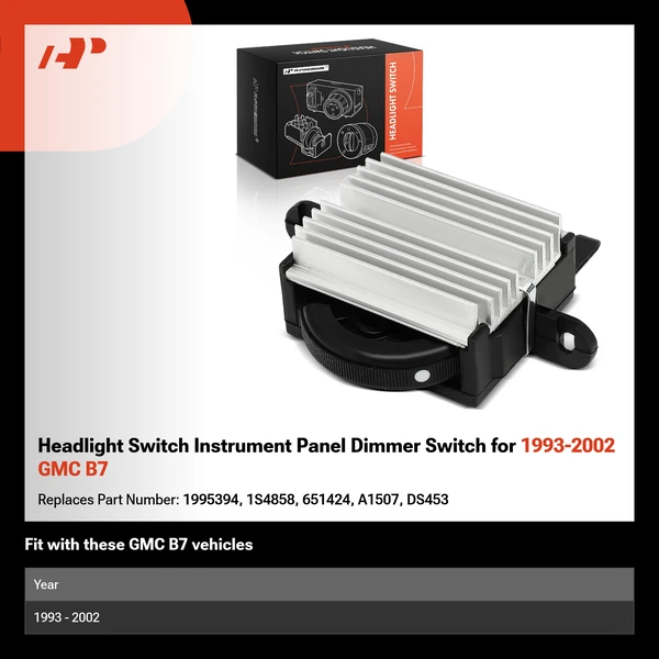 Headlight Switch Instrument Panel Dimmer Switch for 1993-2002 GMC B7