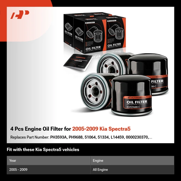 4 Pcs Engine Oil Filter for 2005-2009 Kia Spectra5