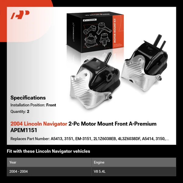 2004 Lincoln Navigator 2-Pc Motor Mount Front A-Premium APEM1151