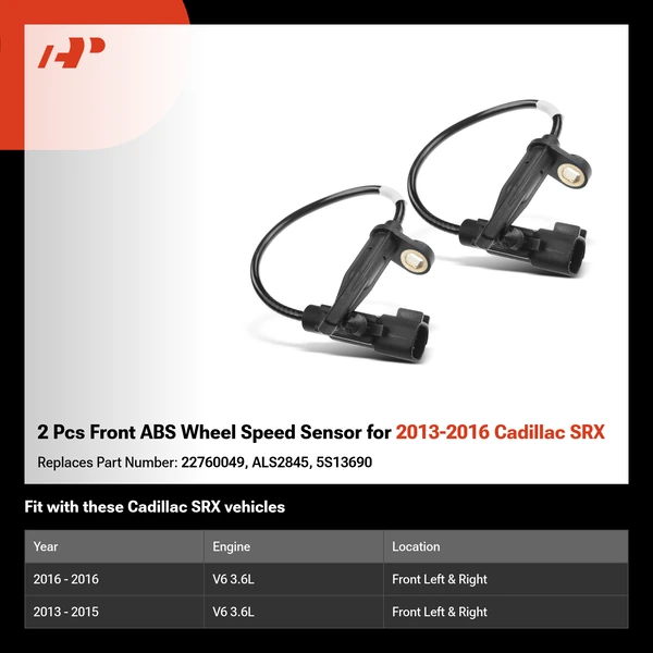 2 Pcs Front ABS Wheel Speed Sensor for 2013-2016 Cadillac SRX