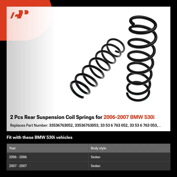 2 Pcs Rear Suspension Coil Springs for 2006-2007 BMW 530i