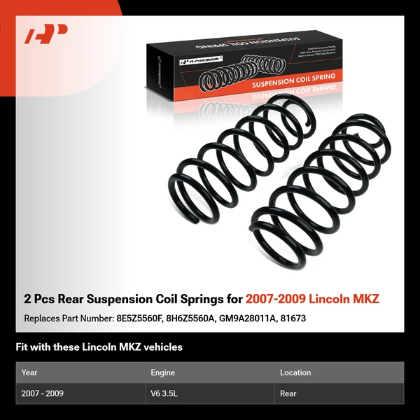 2 Pcs Rear Suspension Coil Springs for 2007-2009 Lincoln MKZ