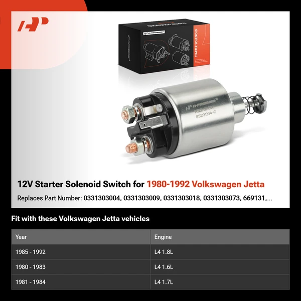 12V Starter Solenoid Switch for 1980-1992 Volkswagen Jetta