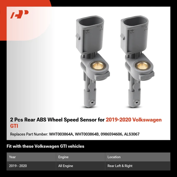 2 Pcs Rear ABS Wheel Speed Sensor for 2019-2020 Volkswagen GTI