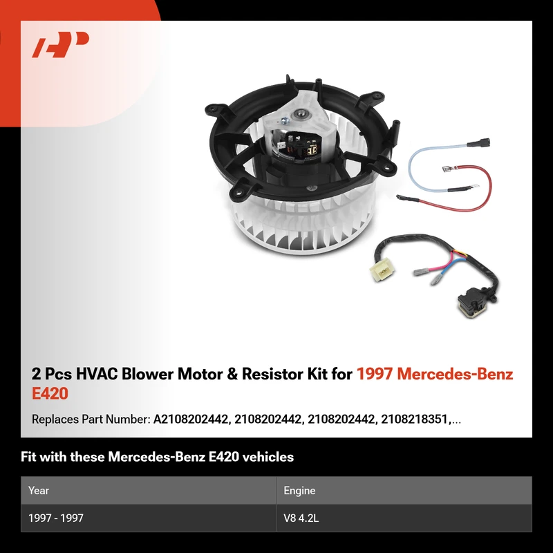 2 Pcs HVAC Blower Motor & Resistor Kit for 1997 Mercedes-Benz E420