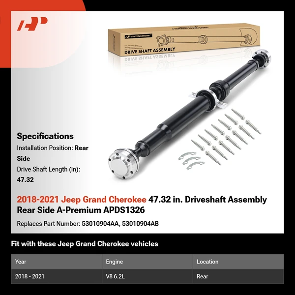 2018-2021 Jeep Grand Cherokee 47.32 in. Driveshaft Assembly Rear Side A-Premium APDS1326