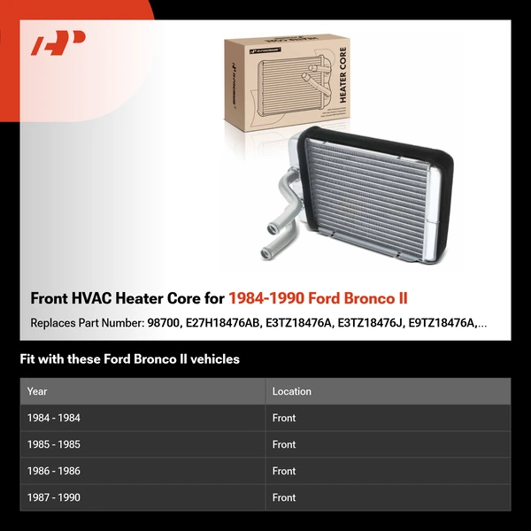 Front HVAC Heater Core for 1984-1990 Ford Bronco II