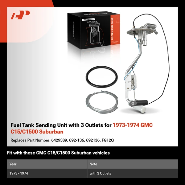 Fuel Tank Sending Unit with 3 Outlets for 1973-1974 GMC C15/C1500 Suburban