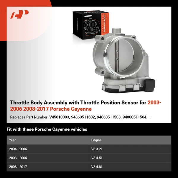 Throttle Body Assembly with Throttle Position Sensor for 2003-2006 2008-2017 Porsche Cayenne
