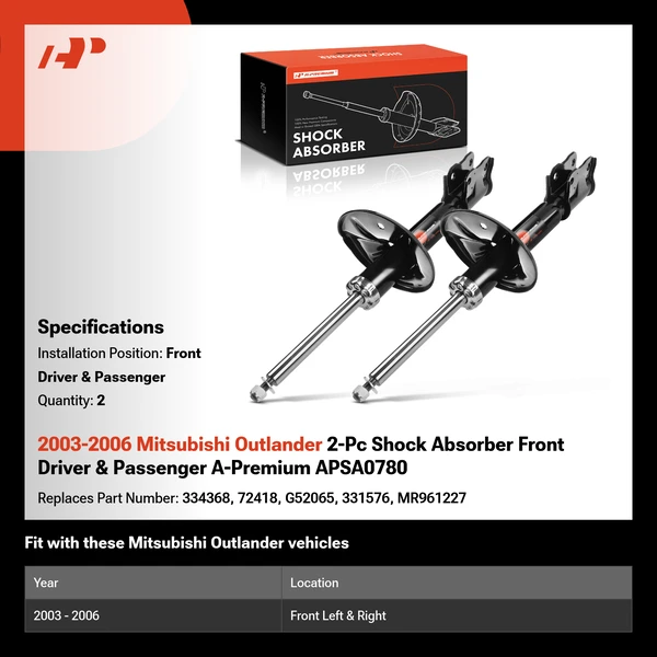 2003-2006 Mitsubishi Outlander 2-Pc Shock Absorber Front Driver & Passenger A-Premium APSA0780