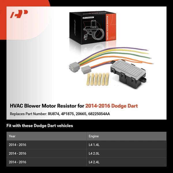 HVAC Blower Motor Resistor for 2014-2016 Dodge Dart