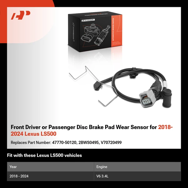 Front Driver or Passenger Disc Brake Pad Wear Sensor for 2018-2024 Lexus LS500