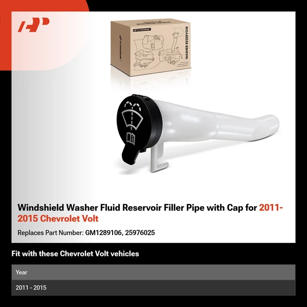 Windshield Washer Fluid Reservoir Filler Pipe with Cap for 2011-2015 Chevrolet Volt