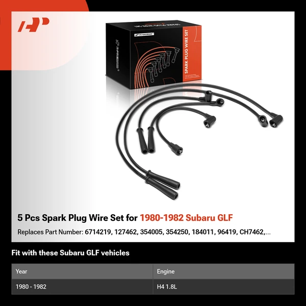 5 Pcs Spark Plug Wire Set for 1980-1982 Subaru GLF