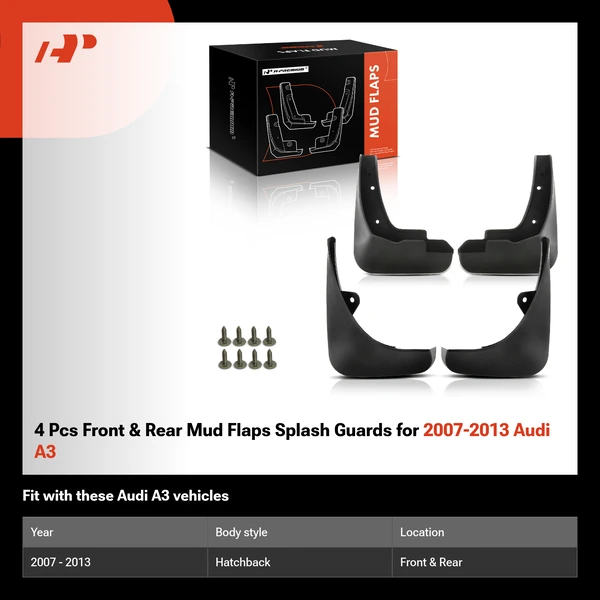 4 Pcs Front & Rear Mud Flaps Splash Guards for 2007-2013 Audi A3