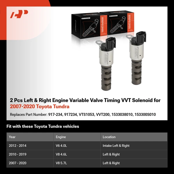 2 Pcs Left & Right Engine Variable Valve Timing VVT Solenoid for 2007-2020 Toyota Tundra