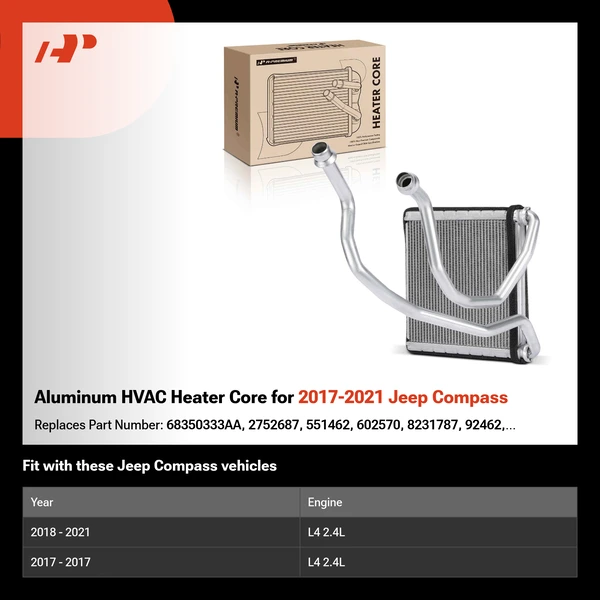Aluminum HVAC Heater Core for 2017-2021 Jeep Compass