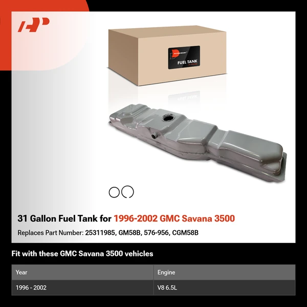 31 Gallon Fuel Tank for 1996-2002 GMC Savana 3500