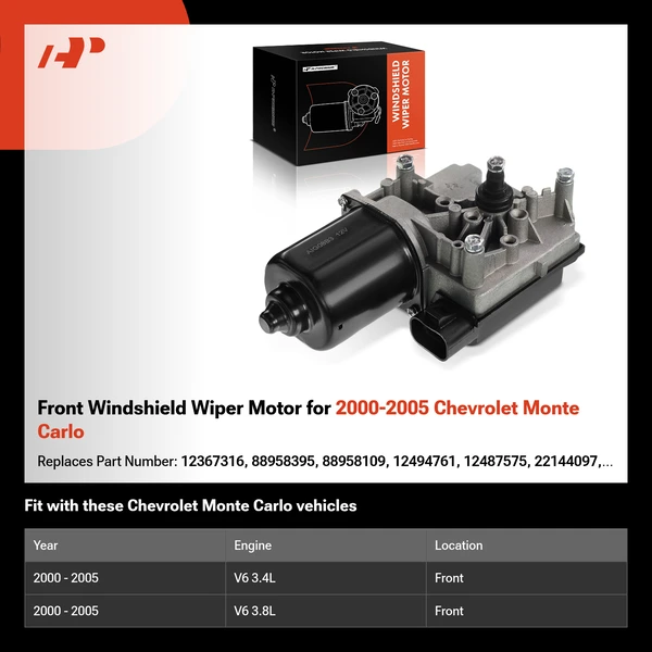 Front Windshield Wiper Motor for 2000-2005 Chevrolet Monte Carlo