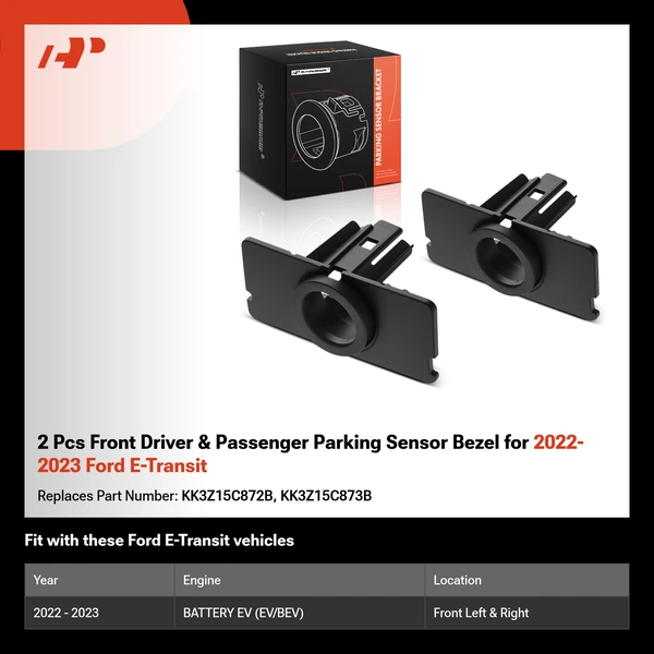 2 Pcs Front Driver & Passenger Parking Sensor Bezel for 2022-2023 Ford E-Transit
