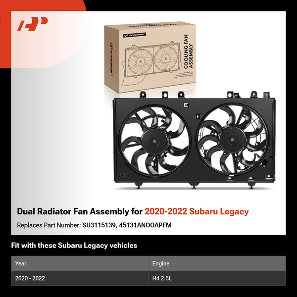 Dual Radiator Fan Assembly for 2020-2022 Subaru Legacy