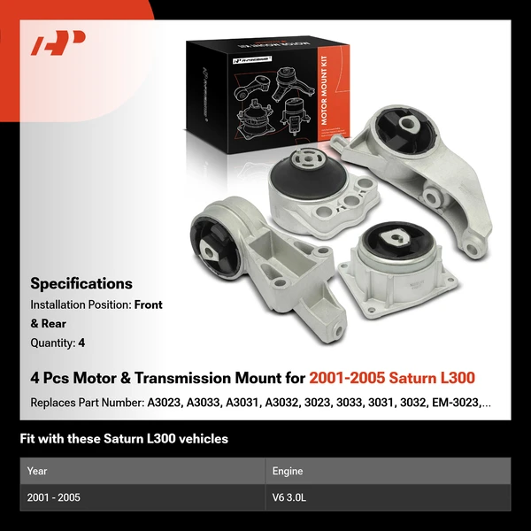 4 Pcs Motor & Transmission Mount for 2001-2005 Saturn L300