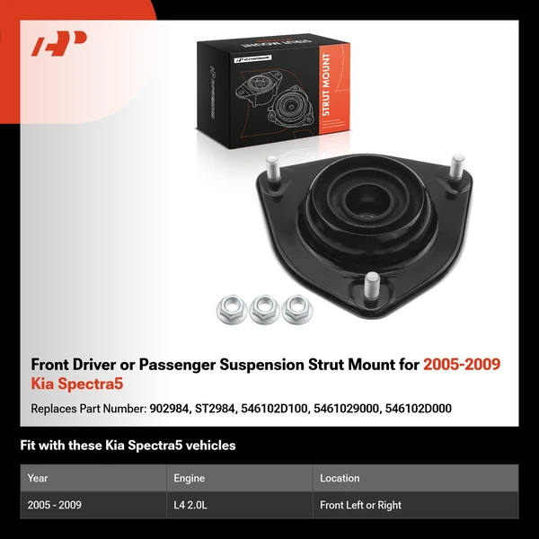 Front Driver or Passenger Suspension Strut Mount for 2005-2009 Kia Spectra5