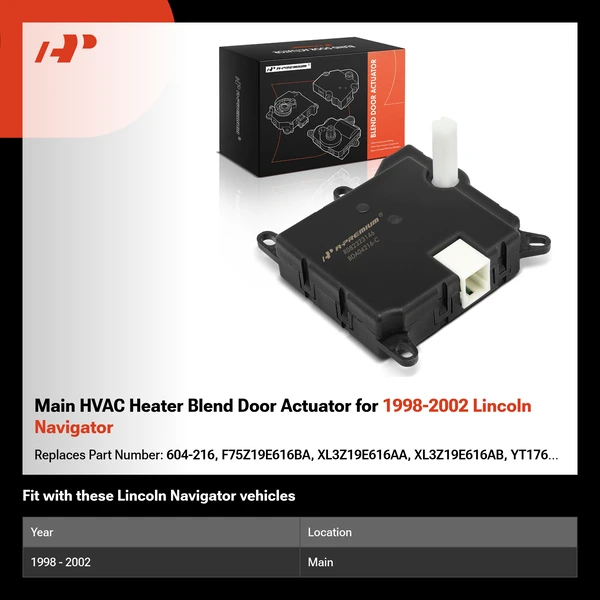 Main HVAC Heater Blend Door Actuator for 1998-2002 Lincoln Navigator