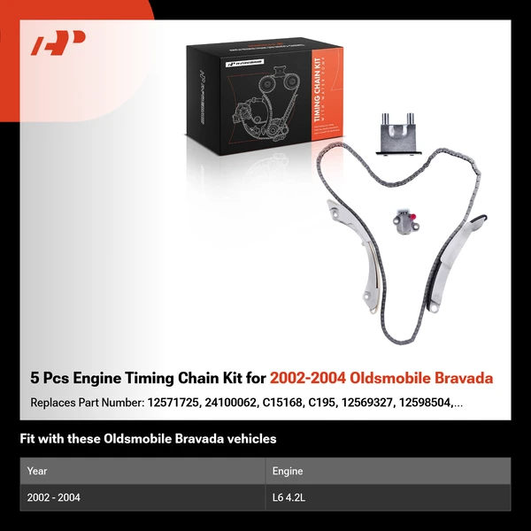 5 Pcs Engine Timing Chain Kit for 2002-2004 Oldsmobile Bravada