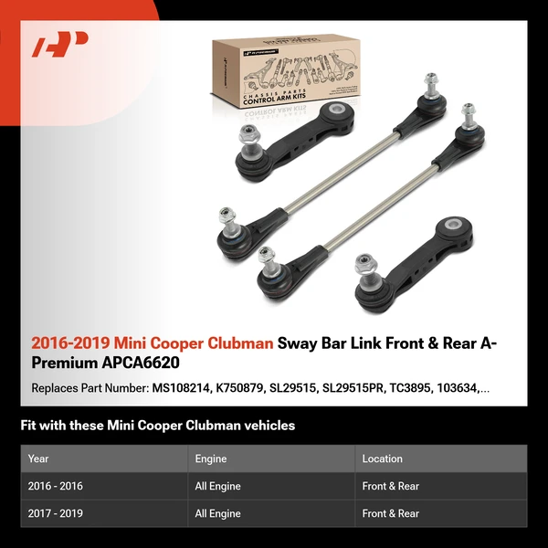 2016-2019 Mini Cooper Clubman Sway Bar Link Front & Rear A-Premium APCA6620