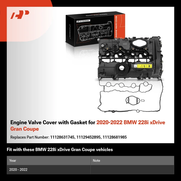 Engine Valve Cover with Gasket for 2020-2022 BMW 228i xDrive Gran Coupe
