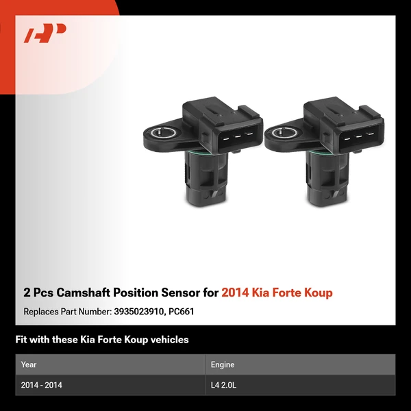 2 Pcs Camshaft Position Sensor for 2014 Kia Forte Koup