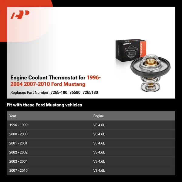 Engine Coolant Thermostat for 1996-2004 2007-2010 Ford Mustang