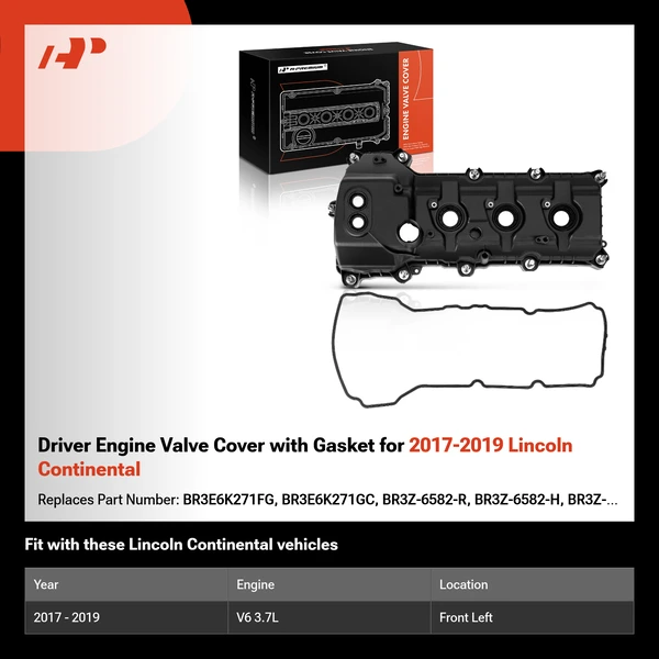 Driver Engine Valve Cover with Gasket for 2017-2019 Lincoln Continental