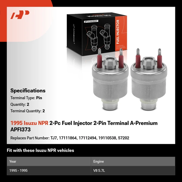 1995 Isuzu NPR 2-Pc Fuel Injector 2-Pin Terminal A-Premium APFI373