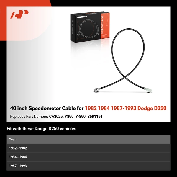 40 inch Speedometer Cable for 1982 1984 1987-1993 Dodge D250