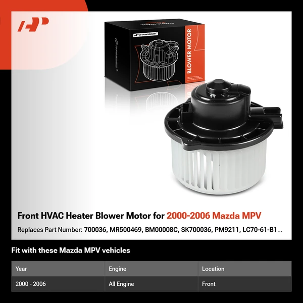Front HVAC Heater Blower Motor for 2000-2006 Mazda MPV