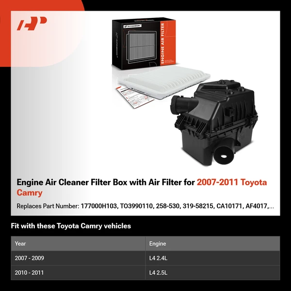 Engine Air Cleaner Filter Box with Air Filter for 2007-2011 Toyota Camry