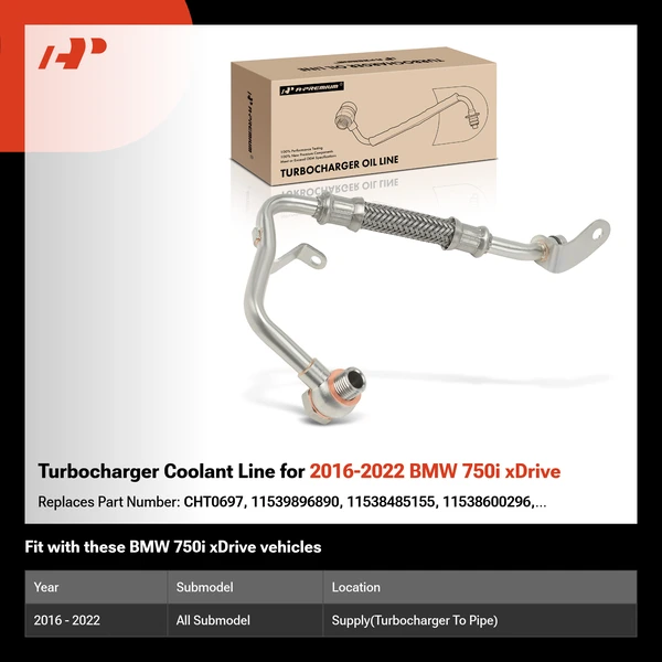 Turbocharger Coolant Line for 2016-2022 BMW 750i xDrive